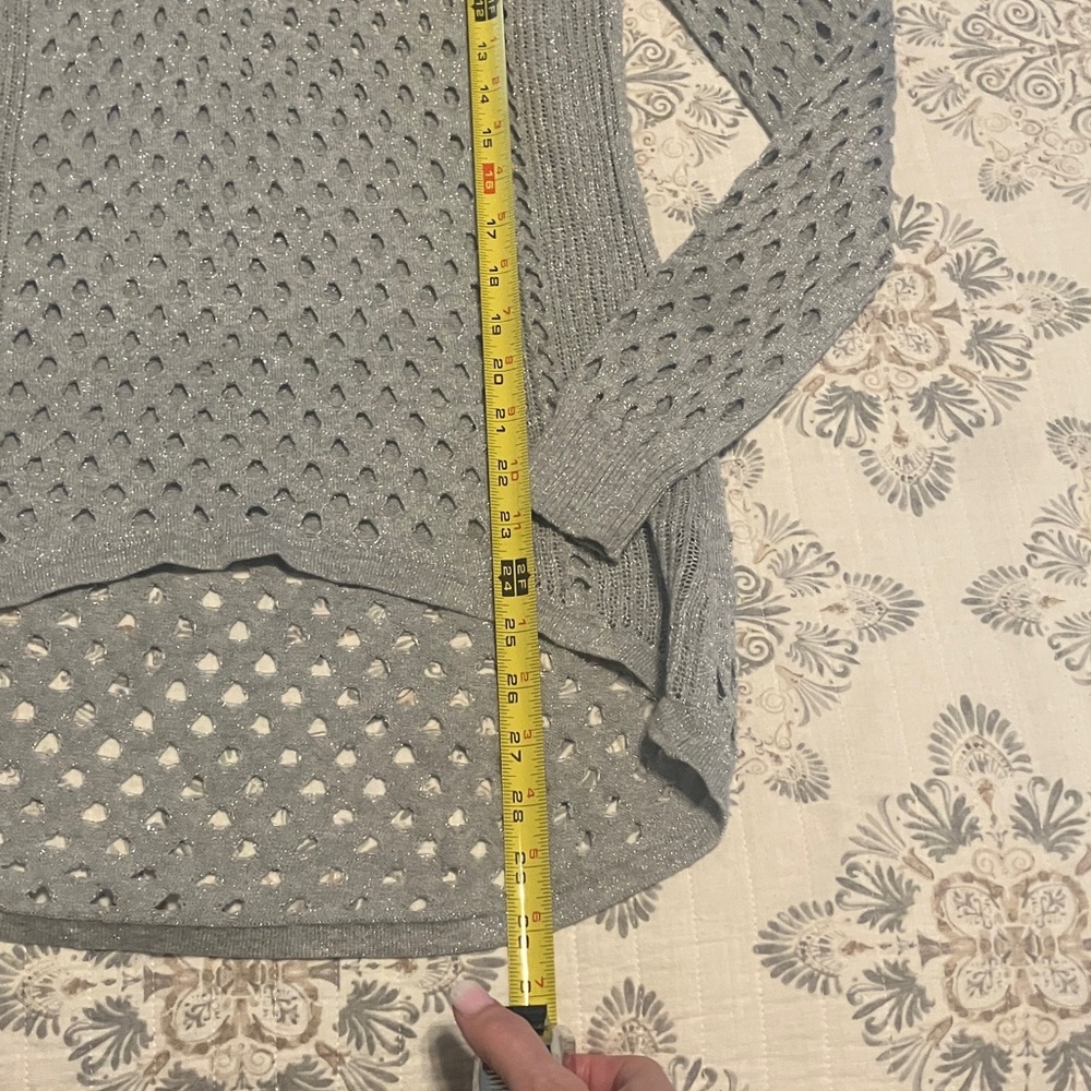 Rock & Republic gray shiny knit sweater - Picture 2 of 7